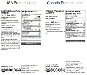 Food To Live - Organic Almonds, 8 Ounces Non-Gmo, Whole, Raw, No Shell, Unpasteurized, Unsalted, Vegan, Kosher, Bulk. Keto Snack