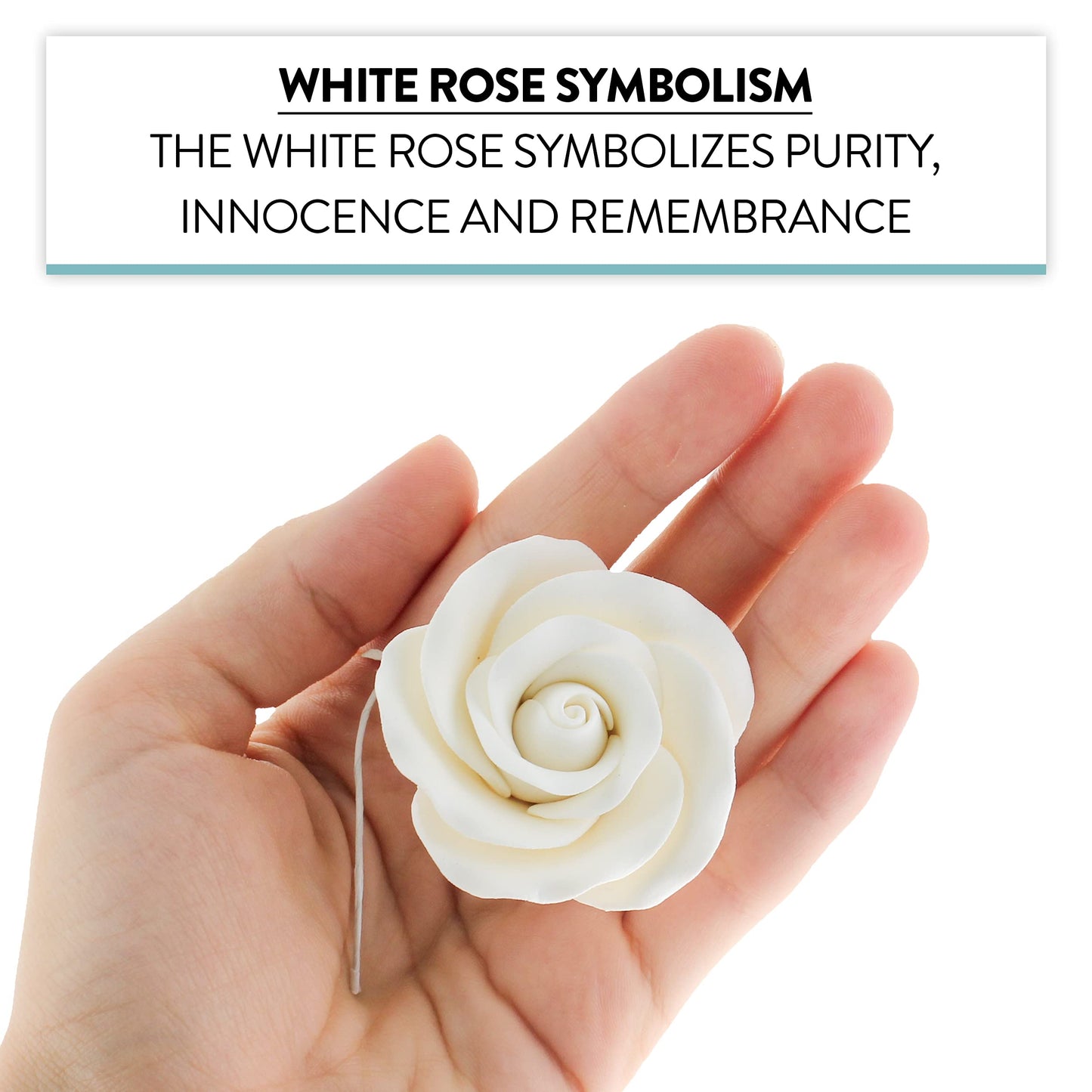 Global Sugar Art Tea Rose Sugar Cake Flowers, White, Large Wired, 12 Count By Chef Alan Tetreault