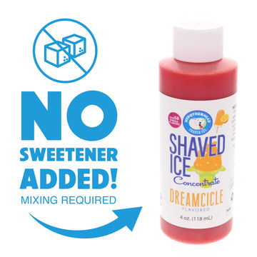 Hypothermias Shaved Ice And Snow Cone Syrup Unsweetened Flavor Concentrate - 4 Fl Oz - Makes 1 Gallon Of Ready To Use Syrup - Dr