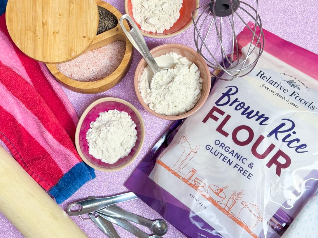 Organic Brown Rice Flour - Brown Rice Flour for Baking, Pancakes, Thickening Sauce & More - Nutrient-Rich Gluten Free - Easy to