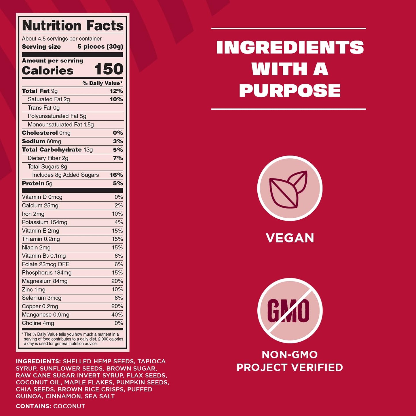 Manitoba Harvest Superseed Snack Clusters, Maple & Brown Sugar, 4.6oz, Vegan, Non-GMO, 5g Plant Protein, 2g Fiber, 5g