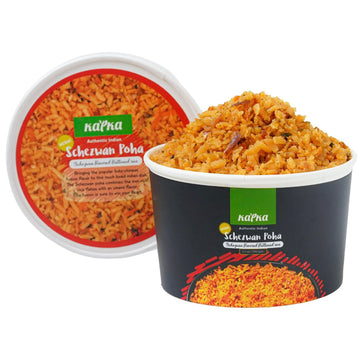 KAPKA Schezwan Poha Cups - Ready to Eat Vegan Meals - 5 Pack - 3.5oz/100g - Non-GMO