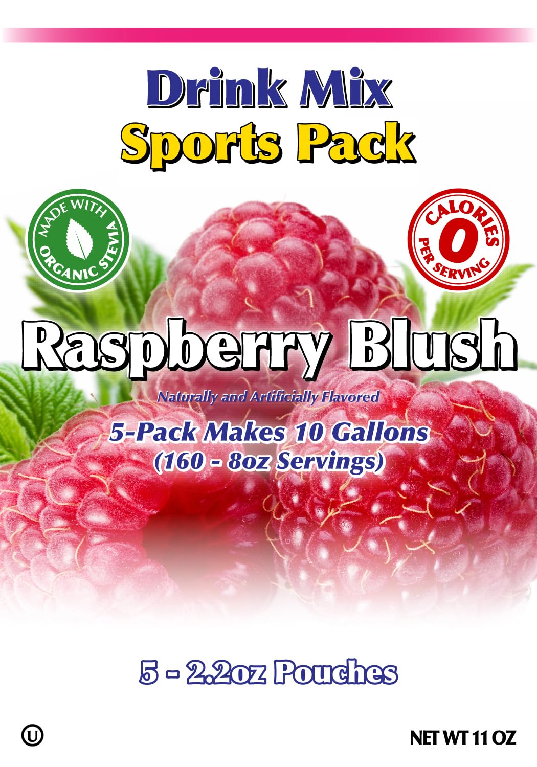 Gramzero Raspberry Blush Sugar Free Drink Mix Sports Pack, Great For Nutrition Club Loaded Teas, Zero Calorie, Stevia Sweetened