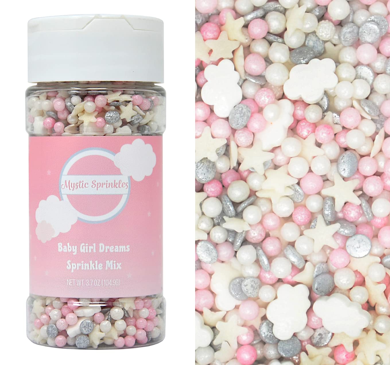 Mystic Sprinkles Baby Shower Sprinkle Mixes (Baby Girl Dreams Sprinkle Mix 3.7oz)