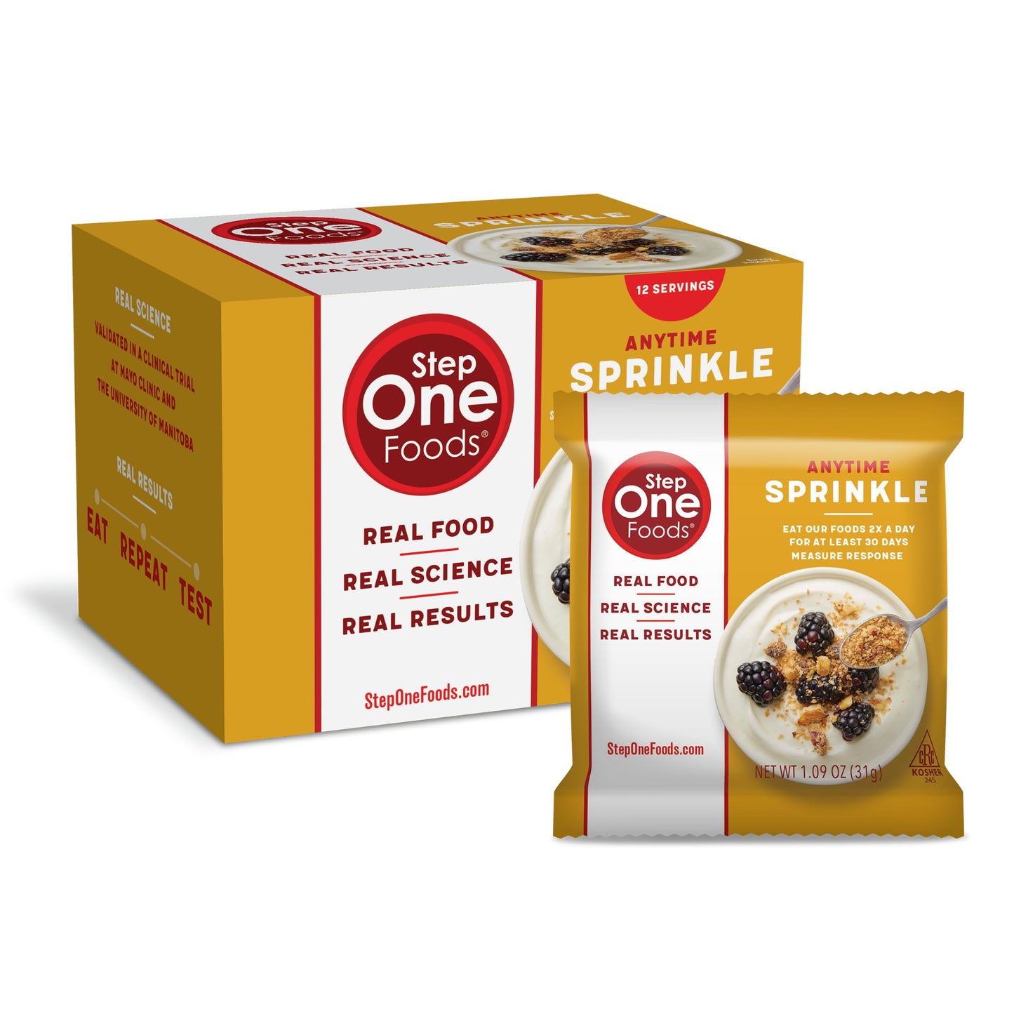 Step One Foods Anytime Sprinkle Heart Healthy Snack Plant Sterols Omega 3S And Dietary Fiber Gluten Free Vegan Granola (12 Pack)