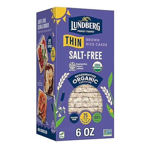 Lundberg Organic Thin Stackers Salt-Free 6Oz Gluten-Free Vegan Kosher Usda Certified Organic Non-Gmo Verified Whole Grain Brown