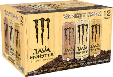 Monster Energy Java Monster Variety Pack - Mean Bean, Loca Moca, Salted Caramel, Coffee + Energy Drink, 15 Oz (12 Pack)