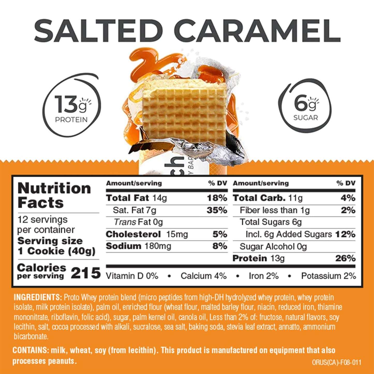 Power Crunch Protein Wafer Bars, High Protein Snacks With Delicious Taste, Salted Caramel, 1.4 Ounce (12 Count)