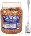 Kimbo Pork Fu Dried Meat Salty Chinese Cooked Shredded Meat Floss ?? (18 oz Tub) + TwinFortune Long Handle Stainless Steel Cute