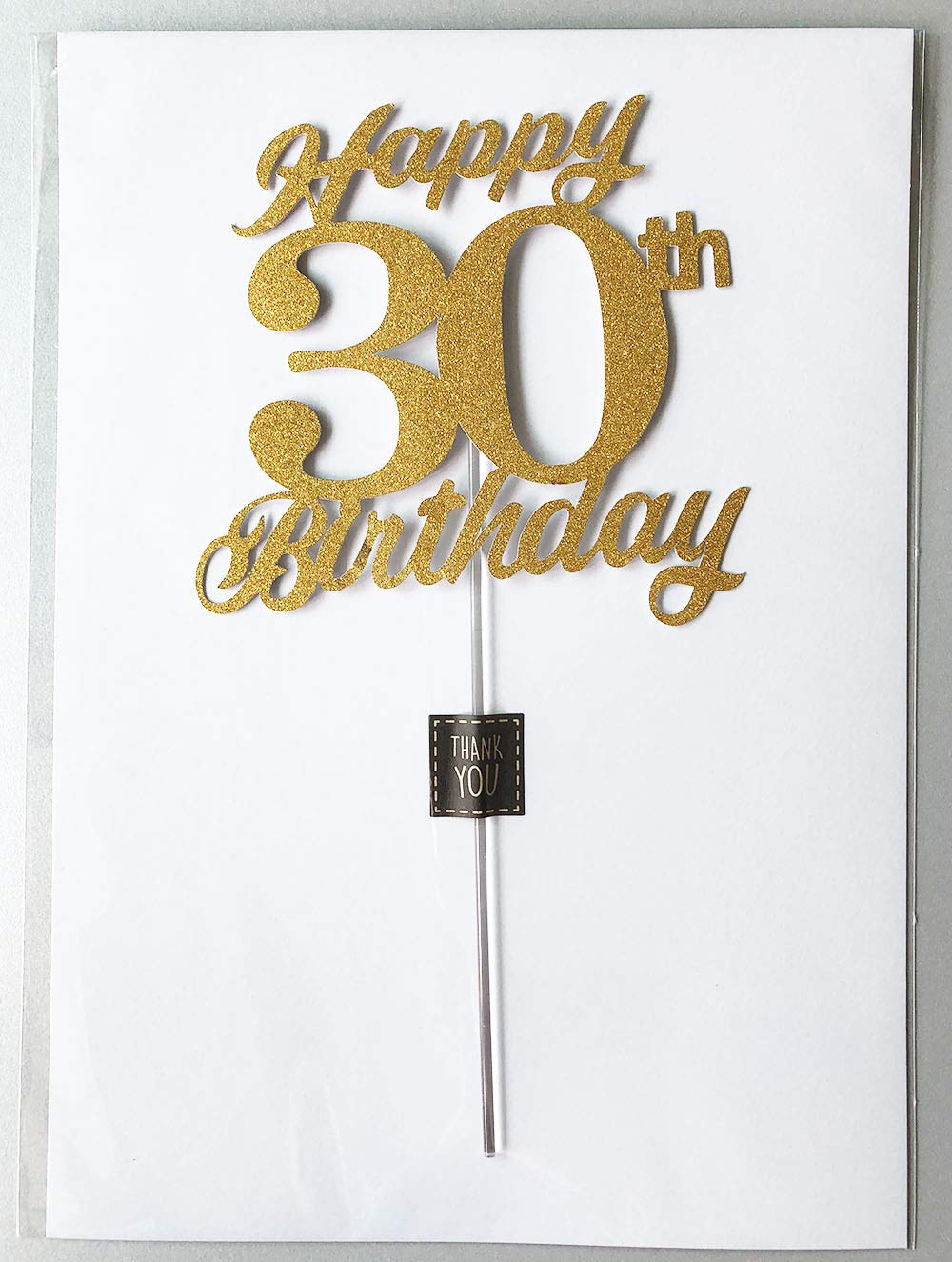 30Th Birthday Cake Topper, 30Th Happy Birthday Party Decoration With Premium Gold Glitter