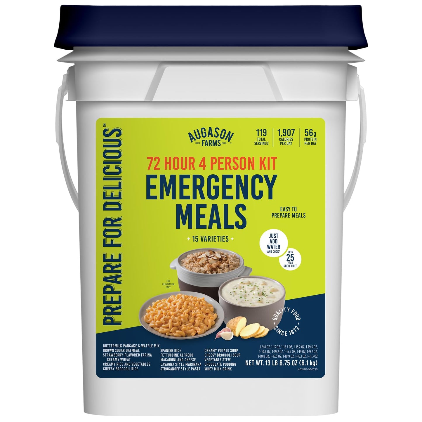Augason Farms Four Person 72 Hour Emergency Food Supply, 119 Servings, 25 Year Shelf Life, Feeds 4 People - Survival Food Campin