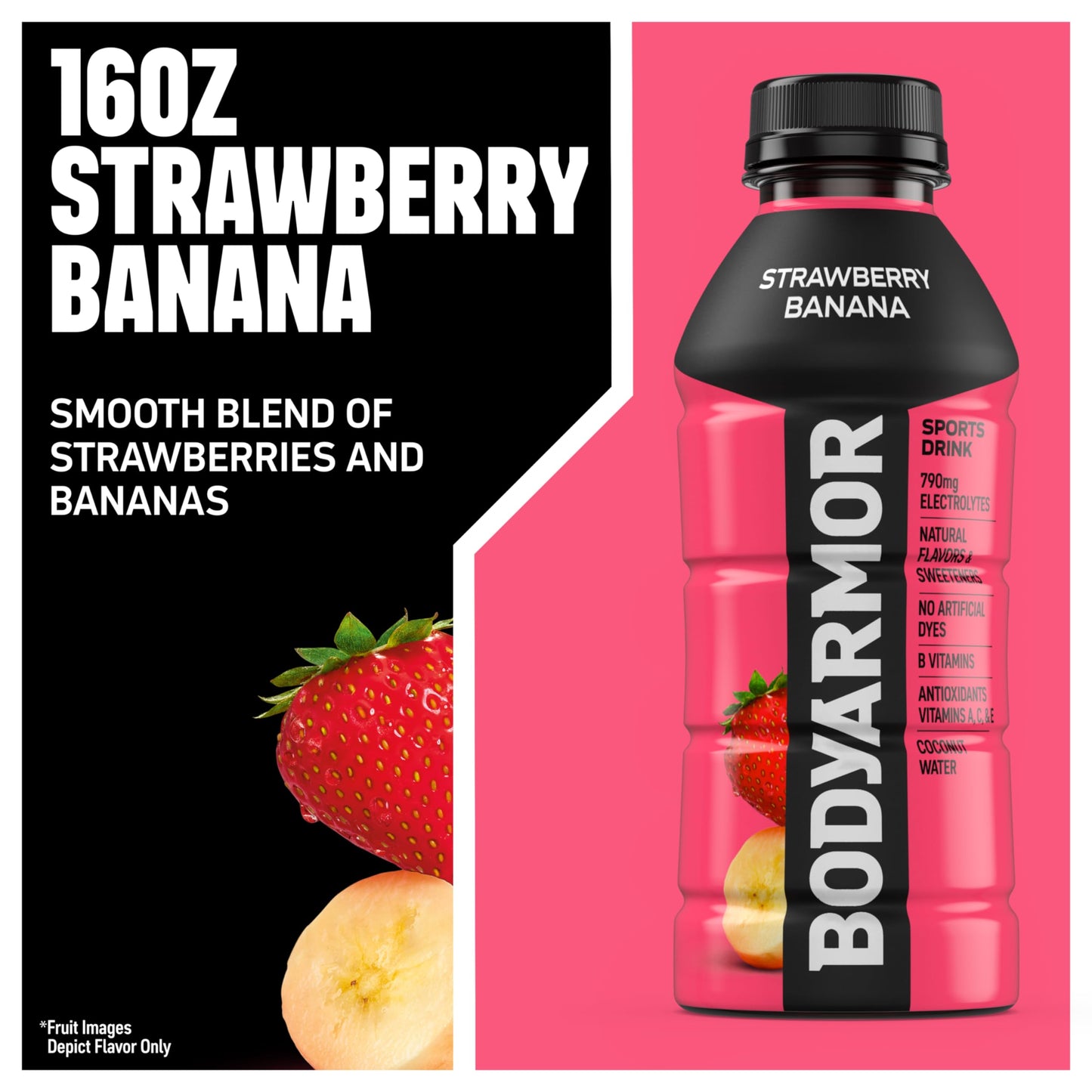 BODYARMOR Sports Drink Sports Beverage, Strawberry Banana, Coconut Water Hydration, Natural Flavors With Vitamins, Potassium-Pac