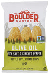 Boulder Canyon Kettle Cooked Potato Chips, Cooked in 100% Olive Oil, Wavy Canyon Cut, NON-GMO Verified, Gluten Free, Sea Salt &