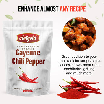 Arigold Organic Cayenne Pepper Powder - Non-GMO, Vegan, 6 oz Resealable Bag