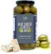 Green Jay Gourmet Blue Cheese Stuffed Olives - Cheese Stuffed Green Olives For Mixed Flavor Garnish & Cheese Board - Dirty Beverage-Style Olives - Gourmet Olives - All Natural - Large - 32 Ounces