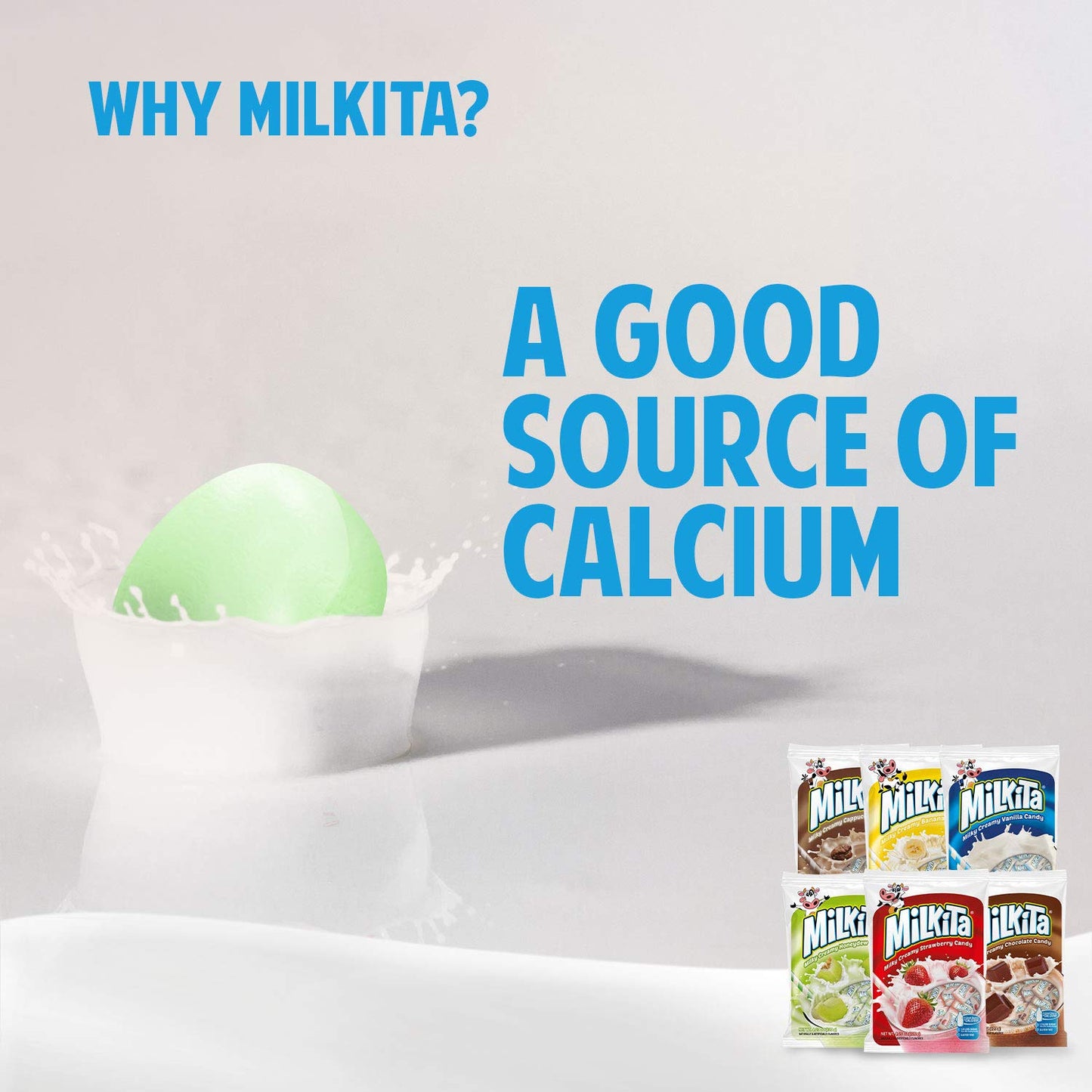 Milkita Creamy Shake Candy Pack Of 12, Gluten Free Chewy Candies With Calcium & Real Milk, Zero Trans Fat, Low-Sugar, Assorted Flavors (Vanilla, Strawberry, Chocolate, Cappuccino, Honeydew, Banana), 360 Pcs