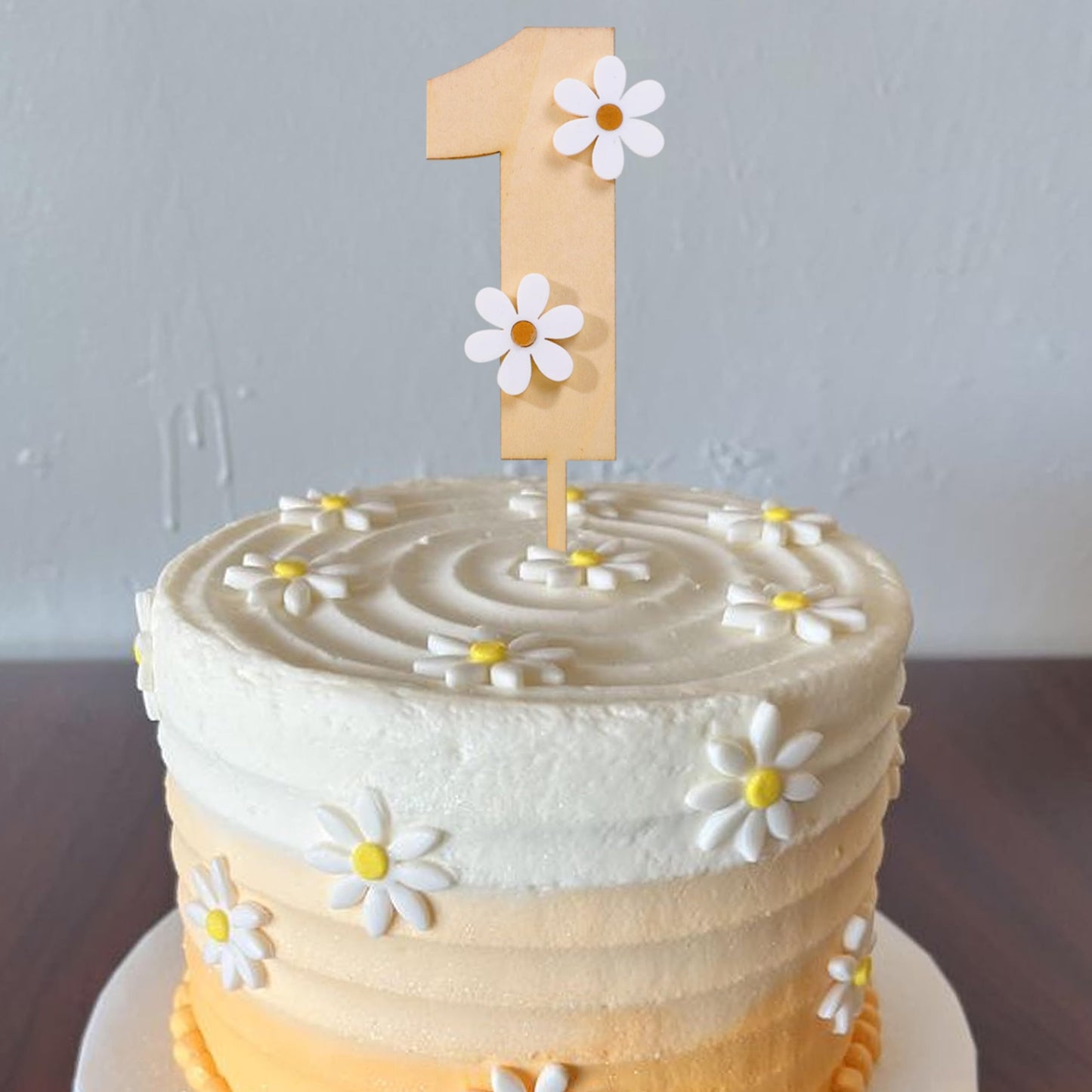MAMUXI Wooden Daisy Cake Topper - Boho Retro Decor for 1st Birthday, Brown, Model Daisy