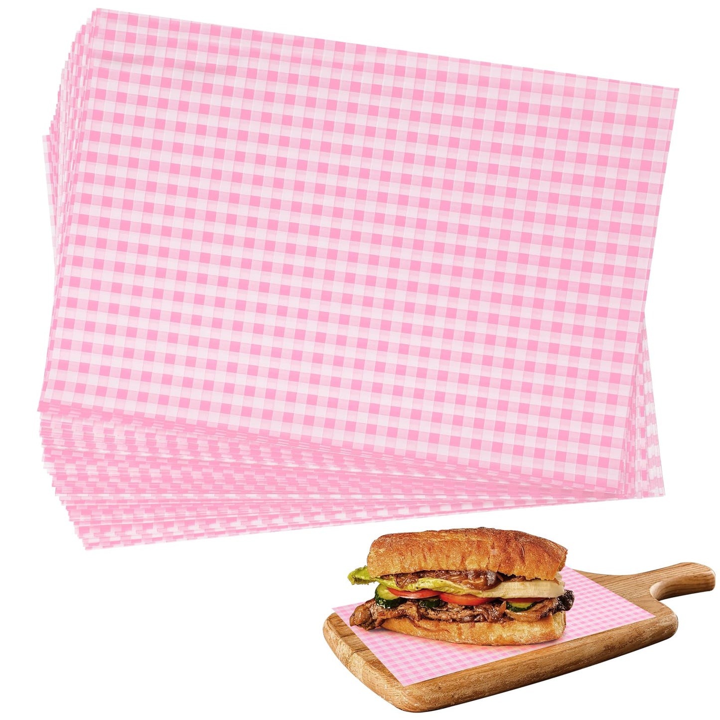 Geeric Easter Day Waxed Deli Paper Sheets For Candies 9.84 * 13.78 Inch 100 Pcs Food Basket Liners For Sandwiches Out Dining Picnics Party Wrap Sheets Pink