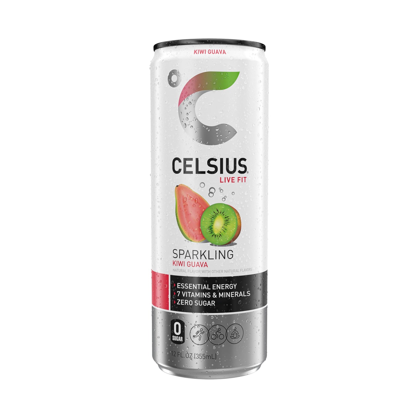 CELSIUS Sparkling Kiwi Guava Energy Drink, 12 Fl Oz (Pack of 4), Model FGSS419