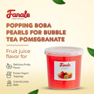 Fanale Pomegranate Popping Boba Pearls, Vegan, Non Gmo, Gluten Free, Fat Free, Perfect For Bubble Tea, Smoothies, Ice Cream, Des