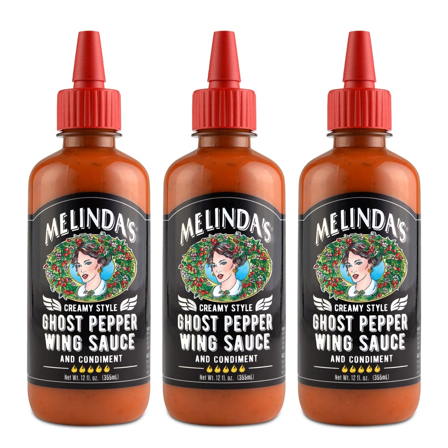 Melindas Creamy Style Ghost Pepper Wing Sauce, 12oz, Pack of 3