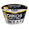 Oikos Triple Zero Banana Creme Nonfat Greek Yogurt, 0% Fat, 0g Added Sugar and 0 Artificial Sweeteners, Just Delicious High Prot