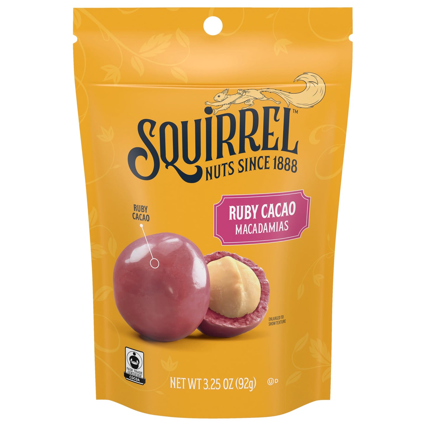 Squirrel Brand Ruby Cacao Macadamias 3.25 Ounces Resealable Bag Gluten Free Kosher Snacks For 18+ Uses And Kids Fair Trade Certified Cocoa
