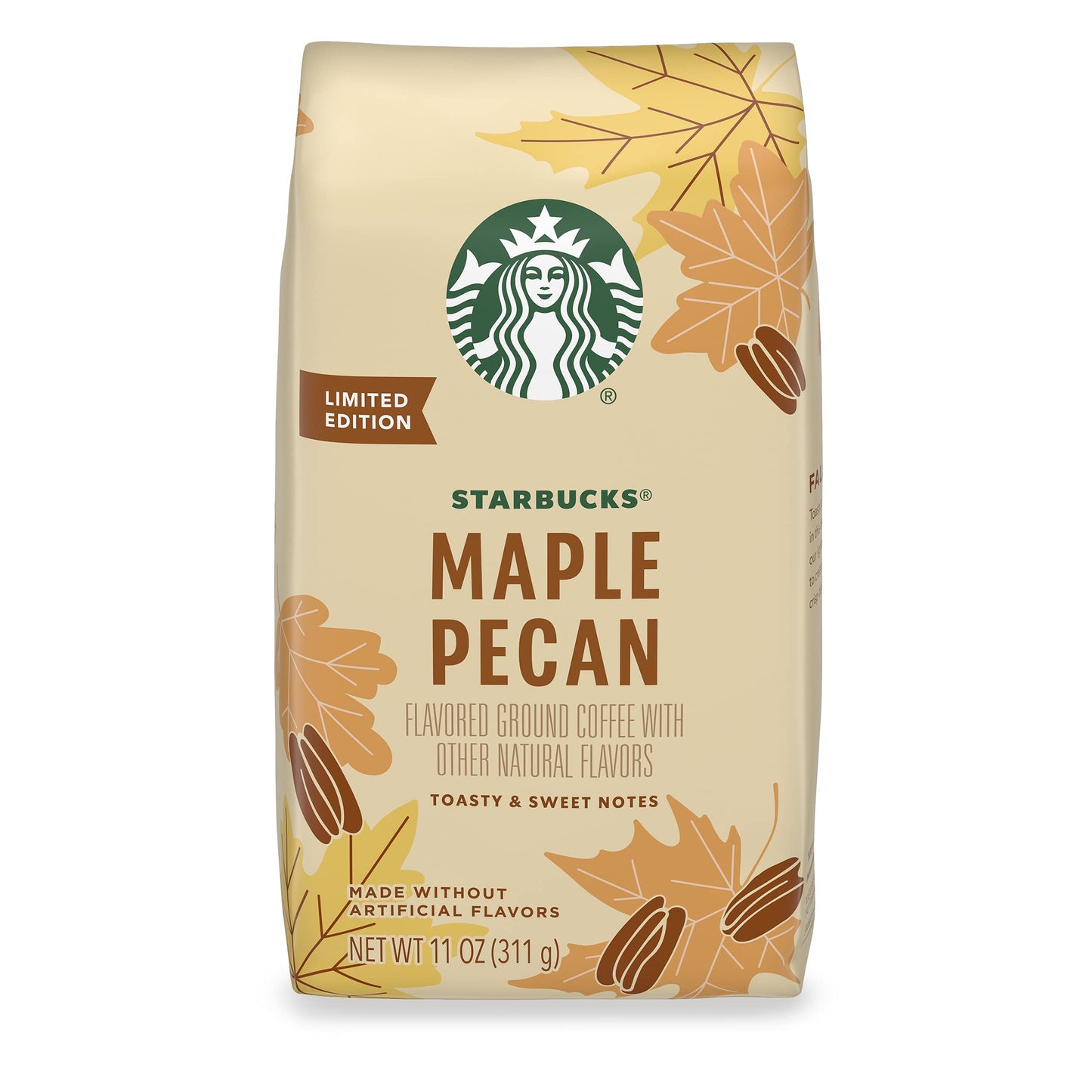 Starbucks Flavored Ground Coffee, Light Roast Coffee, Maple Pecan, Fall Limited Edition, 6 Bags (11 Oz)