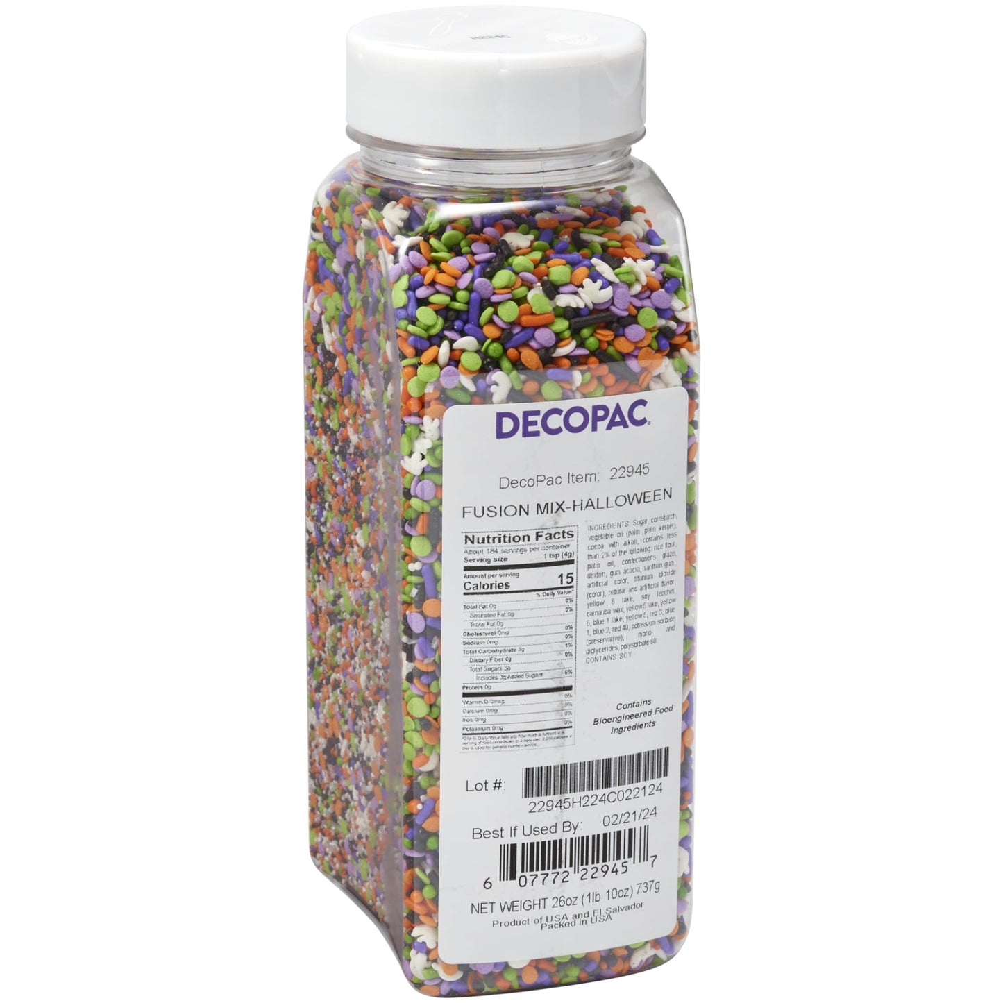 Decopac Halloween Fusion Mix Sprinkles, 26Oz, Shaped Candy Sprinkles In Handheld Container, Edible Decorations For Celebration Cakes, Cupcakes, Cookies And Donuts