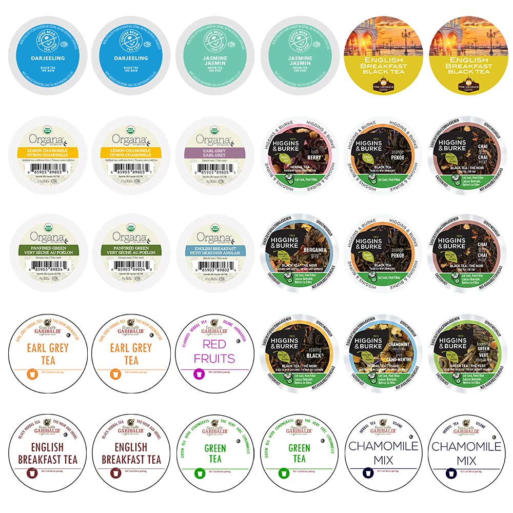 Assorted Tea Variety Pack Including Green Tea, Black Tea, Earl Grey Tea & Herbal Tea, Single Serve Tea Pods For Keurig K Cups Machines, 30 Count