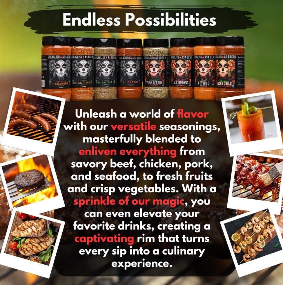 Spanglish Asadero Tangy Chile Limon Spice, 5oz Mexican Seasoning for Steak, Chicken, Pork, Lamb, & Elote, Low Sodium BBQ Rub