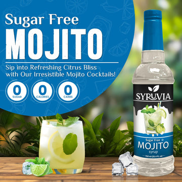 Syruvia Sugar-Free Mojito Syrup - 0 Calorie - Premium Flavoring Syrup For Tea, Italian Sodas, Beverages, Desserts, Ice Cream, Co