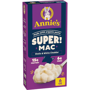 Annie's Super! Mac, Protein Macaroni And Cheese Dinner, Shells & White Cheddar, 6 oz.