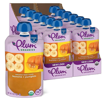 Plum Organics Stage 2 Organic Organic Fruit And Vegetable Baby Food Pouch - Banana And Pumpkin, 3.5 Ounce (Pack Of 12)
