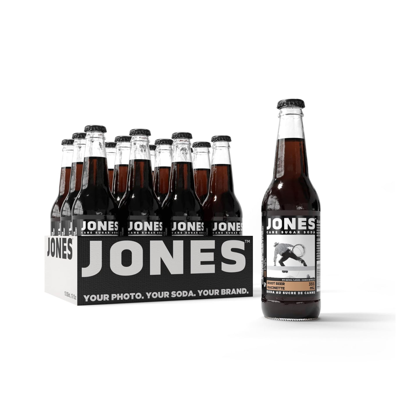 Jones Soda Co. Root Beer | Craft Soda | 12 Oz Glass Bottles | 12-Pack | Made with 100% Cane Sugar