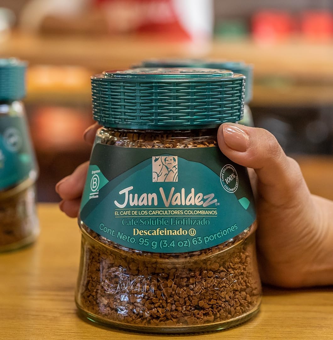 Juan Valdez Decaffeinated Freeze Dried Coffee | 100% Colombian Arabica | 3.5 oz Jar | Naturally Decaf, Rich Flavor