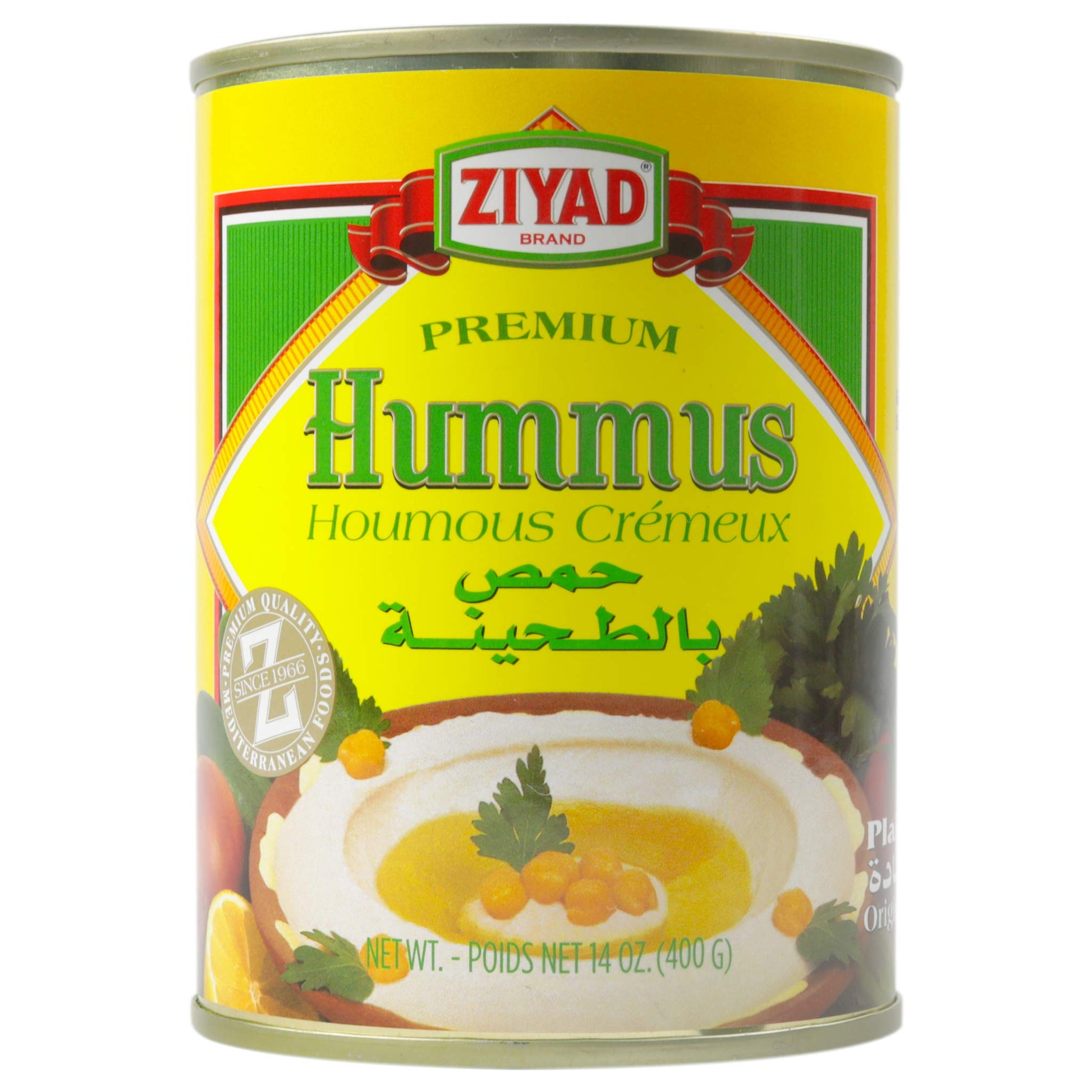 Ziyad Premium Hummus With Tahini Sauce, Chick Pea Dip, No Additives, No Preservatives, 14 Oz