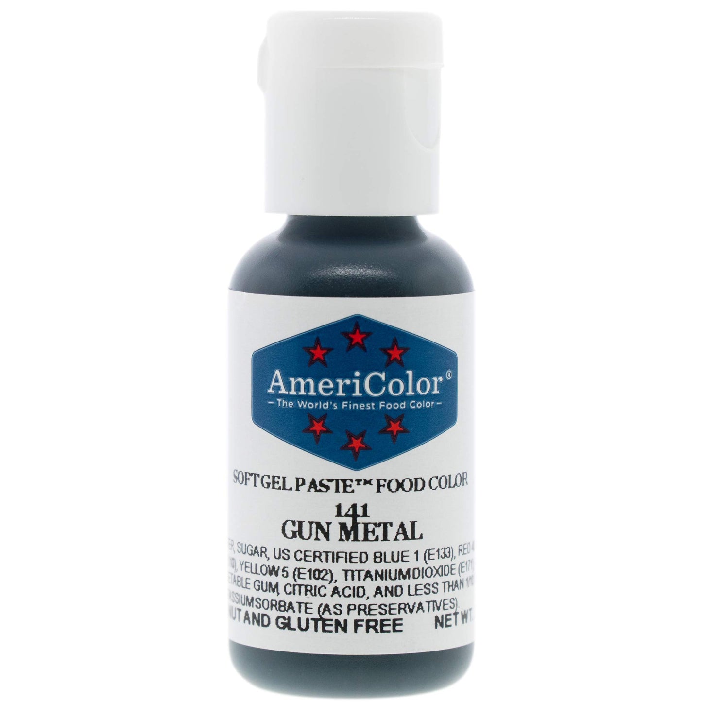 Americolor, Gunmetal, 0.75 Ounce Bottle, Soft Gel Paste Food Color