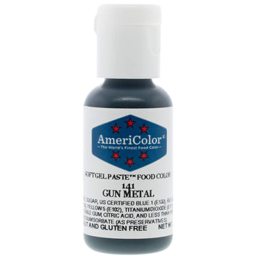 Americolor, Gunmetal, 0.75 Ounce Bottle, Soft Gel Paste Food Color