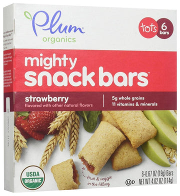 Plum Organics Tots Mighty 6 Bars - Strawberry - 4.02 Oz
