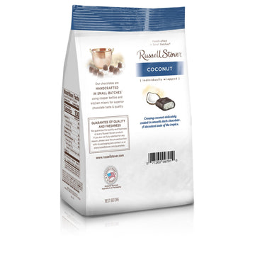 Russell Stover Dark Chocolate Coconut Mini Gusset Bag 6 Ounce Russell Stover Chocolate Coconut Chocolate Candy Bag; Sweet Coconu