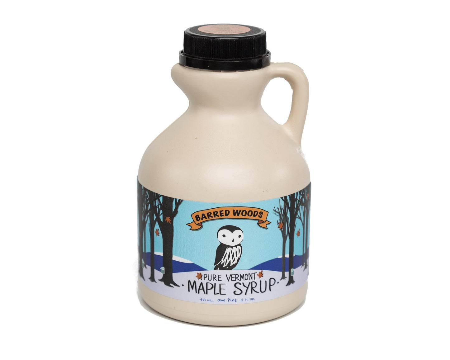 Organic Vermont Maple Syrup - Pure And All Natural - One Pint Jug (16 Oz) - Grade A Amber Rich - From Barred Woods Maple