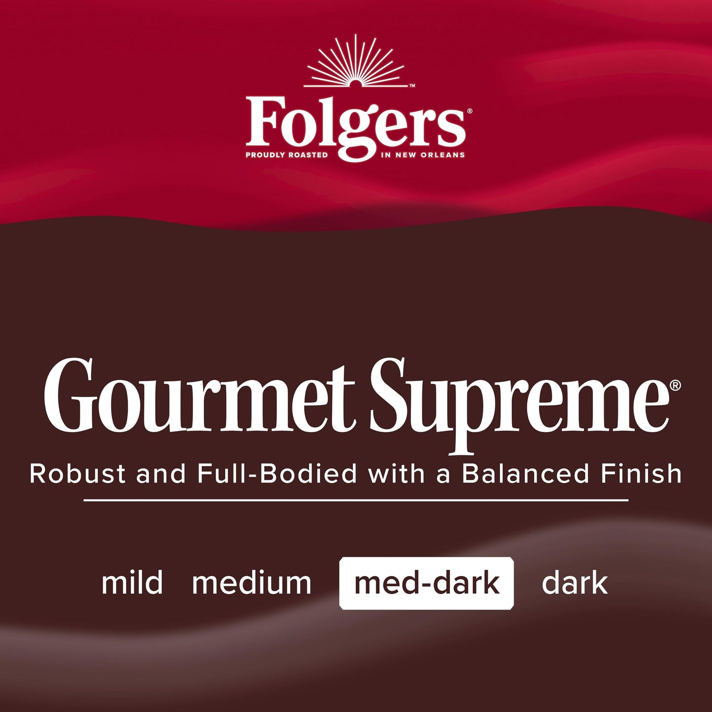 Folgers Gourmet Supreme Medium Dark Roast Ground Coffee, 9.6 Ounces (Pack of 6)
