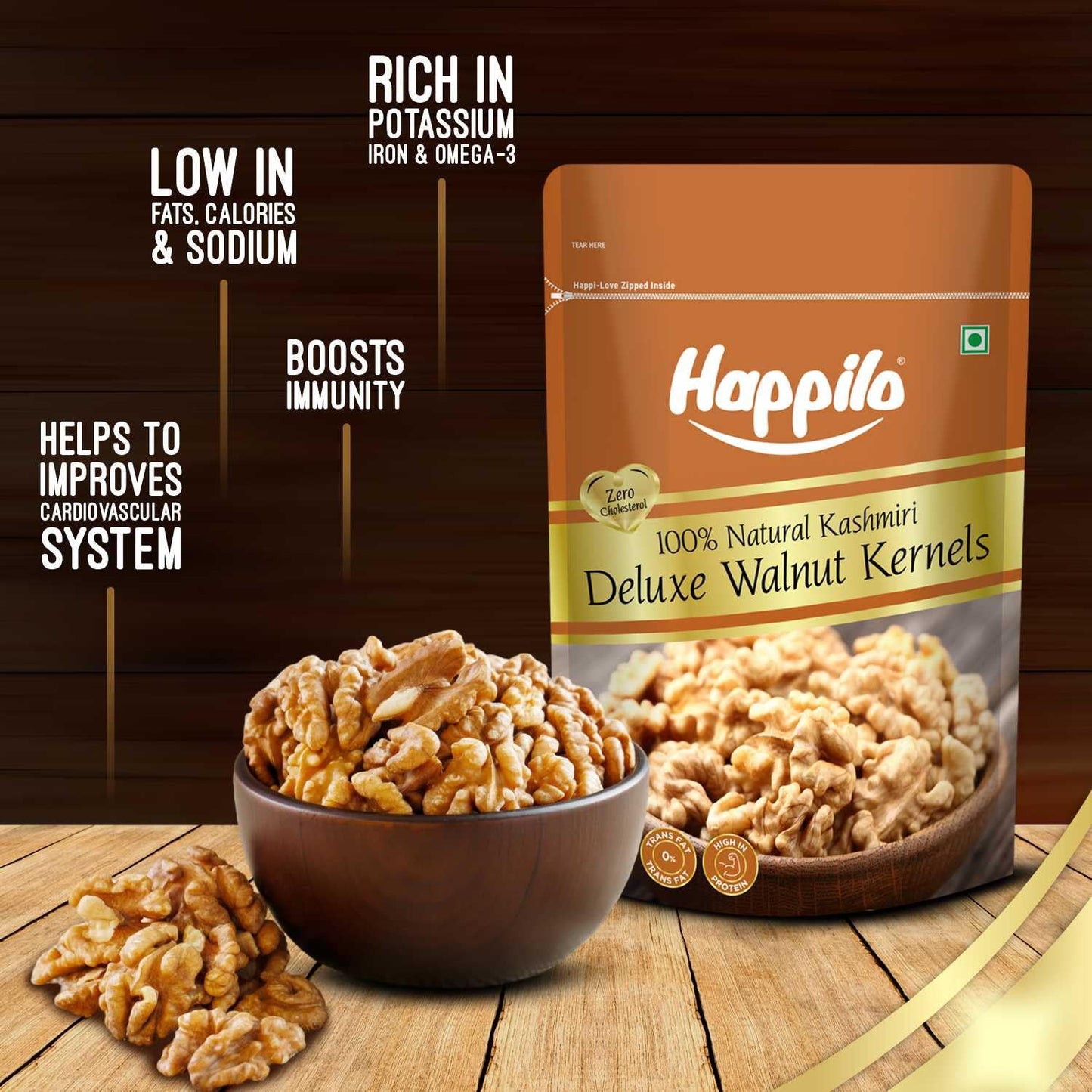 Happilo Deluxe 100% Natural Kashmiri Walnut Kernels, 200G