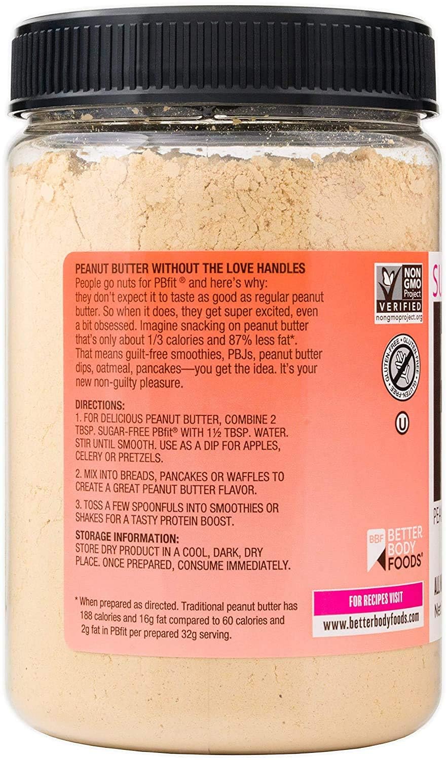 PBfit Peanut Butter Powder, No Sugar Added, 26 Ounce (Pack of 2)
