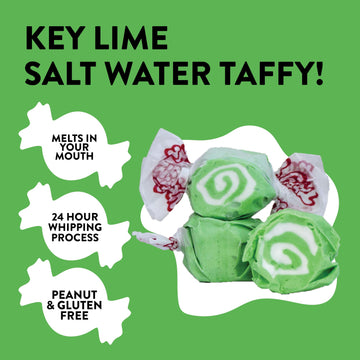 Taffy Candies- Key Lime Gourmet Taffy Nougat-Style Candy Soft & Delicious Sumer Snack Treats Party Good Candies 2.5Lbs