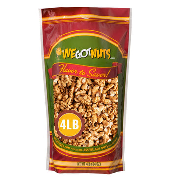 California Raw Walnuts- 4 Pounds, Resealable Package-Fresh, No Shell, Unsalted-All Natural Dry Halves And Chopped Pieces-For Sna