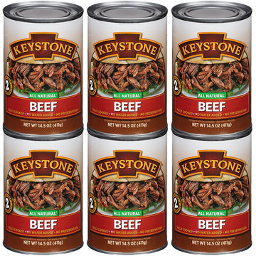 Keystone Meats All Natural Canned Beef 14.5 Oz Long Shelf Life Emergency Food For Camping Canned Meat Fully Cooked Ready To Eat | Gluten Free Pack Of 6