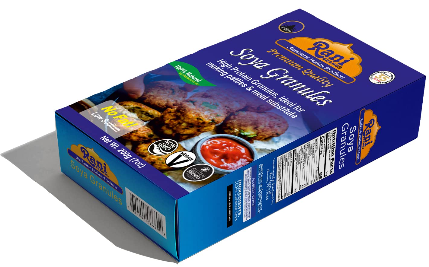 Rani Soya Granules (High Protien) 7Oz (200G) ~ All Natural, Salt-Free | Vegan | No Colors | Gluten Friendly | Non-Gmo | Kosher |