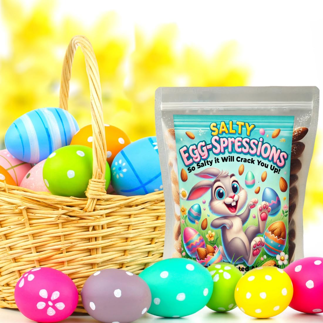 Gears Out Salty Egg-spressions Salted Almonds - 8.1 oz, Roasted Crunchy Snack, Bunny Themed for Easter
